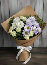 Букет цветов из:  Хризантемы и Розы в Ясные Зори