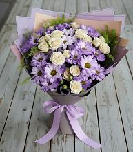 Букет цветов из:  Хризантемы и Розы #REPLACE_PRED# Ясные Зори