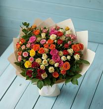 Букет Микс из разноцветных кустовых роз в Ясные Зори